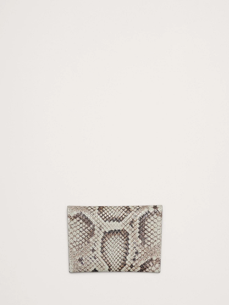 Snake-Print Leather Mini Envelope Pouch