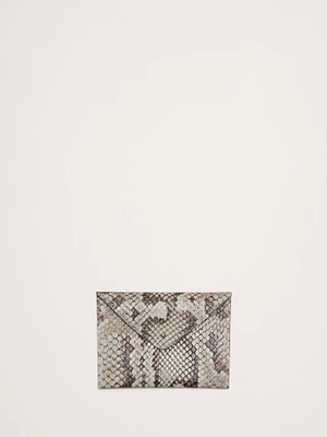 Snake-Print Leather Mini Envelope Pouch