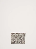 Snake-Print Leather Mini Envelope Pouch