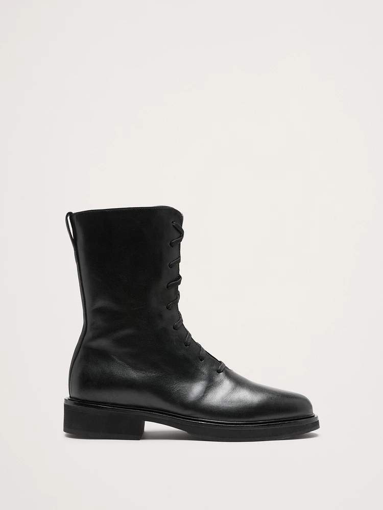 Italian Leather Lace-Up Boot