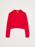 Cashmere Cropped Rugby Sweater Polo