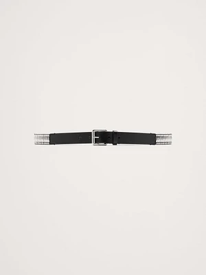 Metal Bar Leather Belt