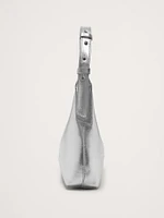 Metallic Leather Crescent Shoulder Bag