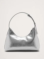 Metallic Leather Crescent Shoulder Bag