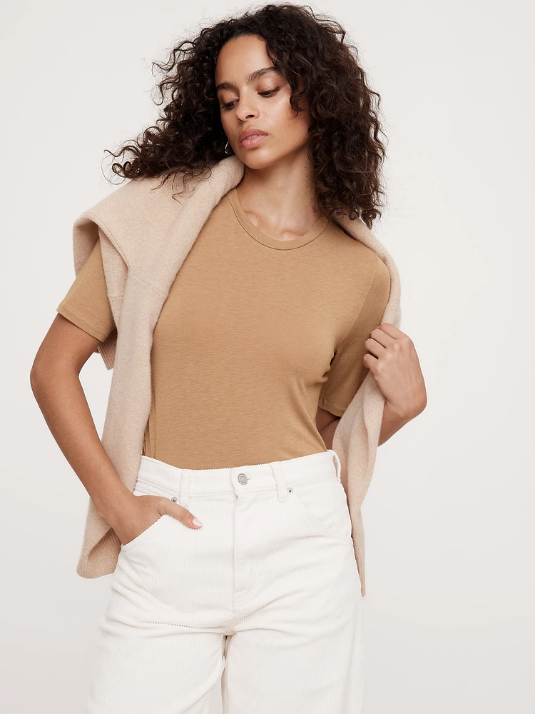 Luxe Wool-Blend Elbow-Sleeve Top