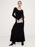 Crepe Knit Scoop-Neck Maxi Dress