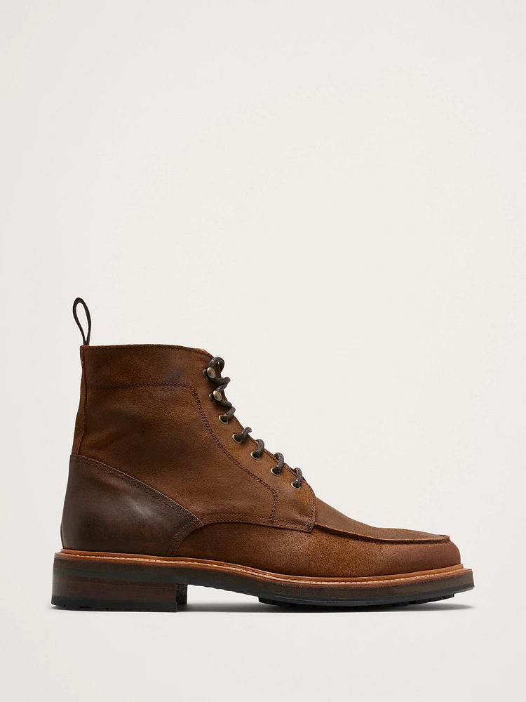 Lace-Up Italian Waxed Suede Boot