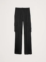 High-Rise Straight Italian Crepe Cargo Pant