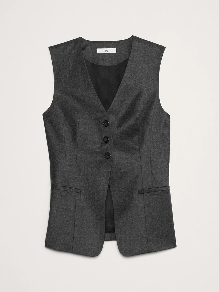 Lightweight Wool Flannel Long Vest