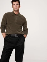 Wool-Blend Pleated Pant