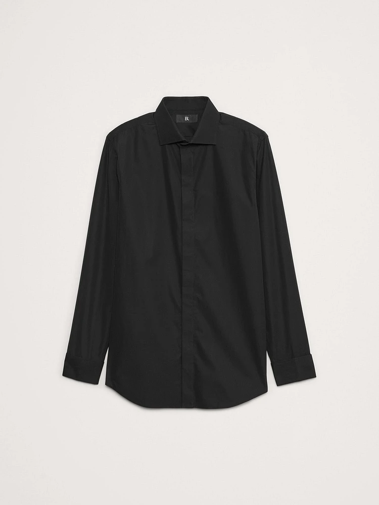 Slim-Fit Cotton Poplin Tuxedo Shirt with Cutaway Collar