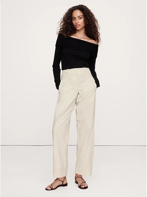 Mid-Rise Barrel-Leg Utility Pant