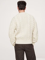 Italian Merino-Blend Cable-Knit Sweater