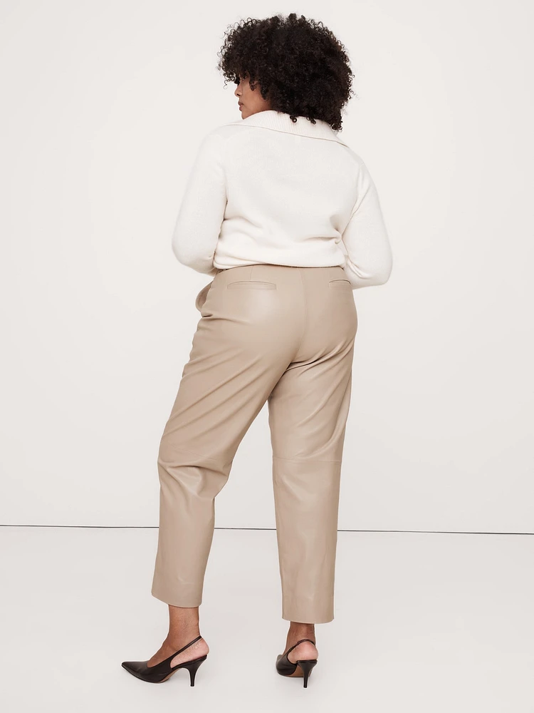High-Rise Barrel Leather Ankle Pant