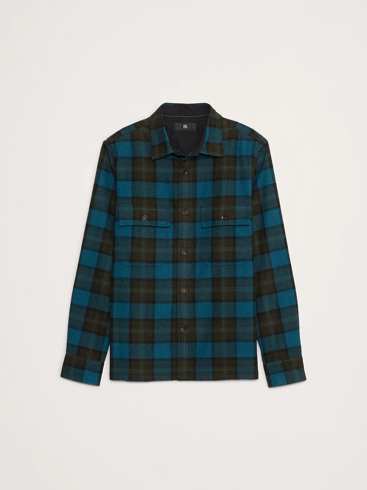 Standard-Fit Heavyweight Flannel Wool-Blend Overshirt