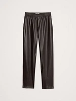 Mid-Rise Slim Vegan Leather Pull-On Pant