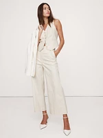 High-Rise Wide-Leg Cropped Pinstripe Pant