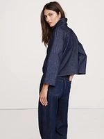 Cropped Italian Denim Popover Top