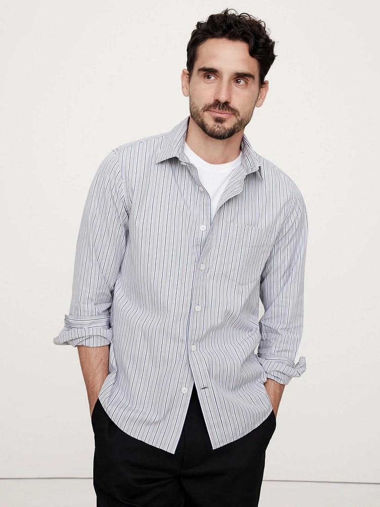 Standard-Fit Washed Cotton Poplin Shirt