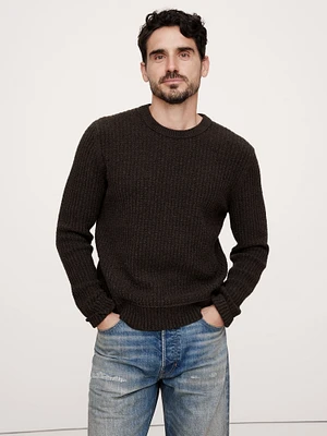 Ribbed Bouclé Crew-Neck Sweater