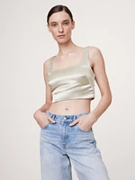 Satin Square-Neck Cropped Tank