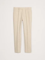 Herringbone Cotton-Linen Slim Suit Pant