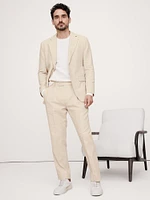 Herringbone Cotton-Linen Slim Suit Pant