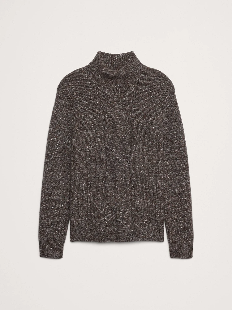 Merino-Cashmere Cable-Knit Turtleneck Sweater