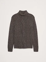 Merino-Cashmere Cable-Knit Turtleneck Sweater