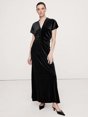 Bias-Cut Velvet Maxi Dress