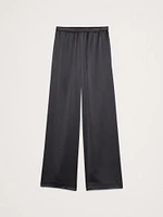 Pull-On Wide-Leg Silk Pant