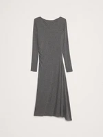 Wool-Blend Asymmetric Midi Dress