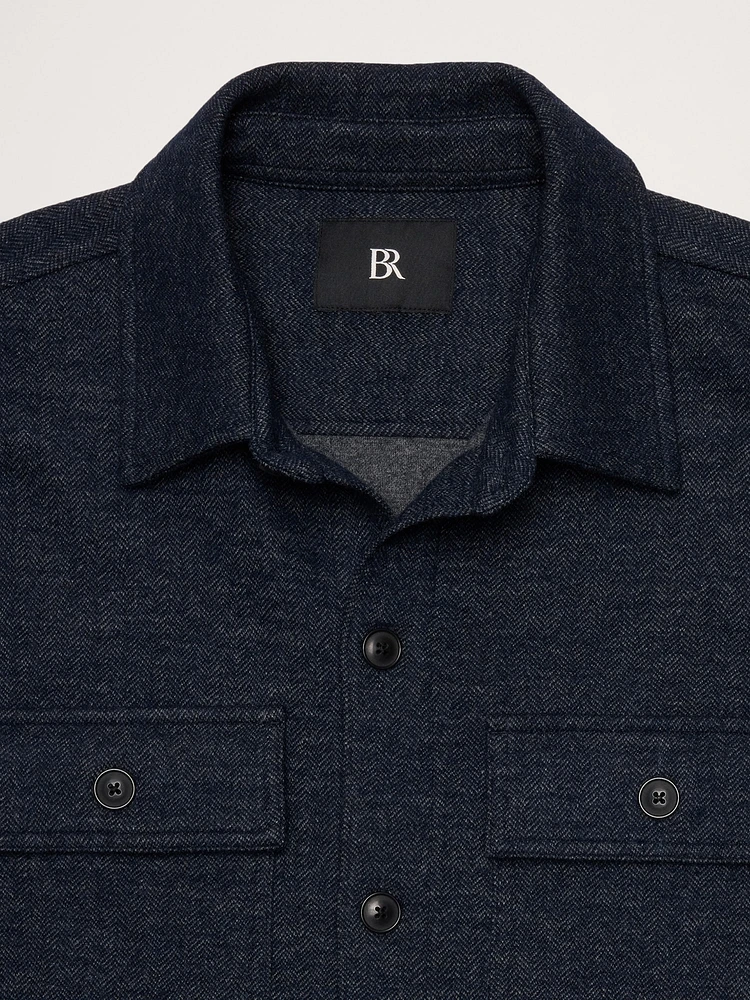 Standard-Fit Herringbone Jacquard Shirt Jacket