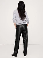 Mid-Rise Slim Vegan Leather Pull-On Pant