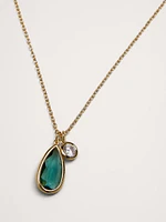 Mermaid Teardrop Charm Crystal Necklace by Aureus + Argent