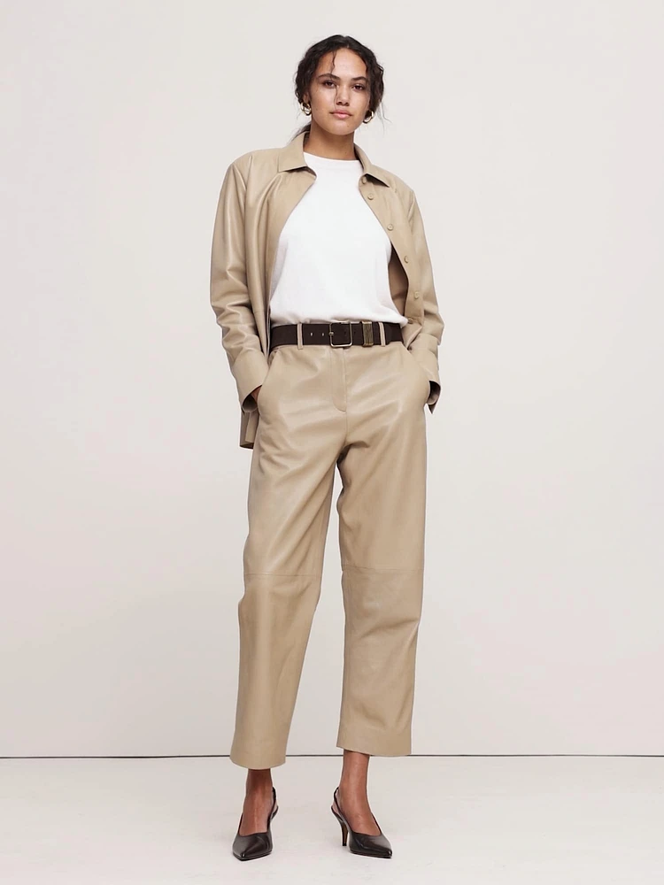 Relaxed Leather Overshirt