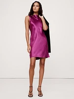 Crinkle-Satin Shift Dress