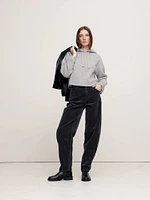 Double-Faced Cashmere Cropped Sweater Hoodie