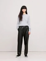 Mid-Rise Slim Vegan Leather Pull-On Pant