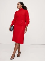 Crepe Mock-Neck Midi Dress