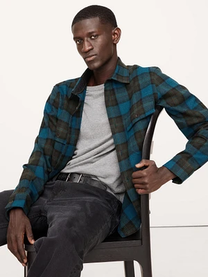 Standard-Fit Heavyweight Flannel Wool-Blend Overshirt