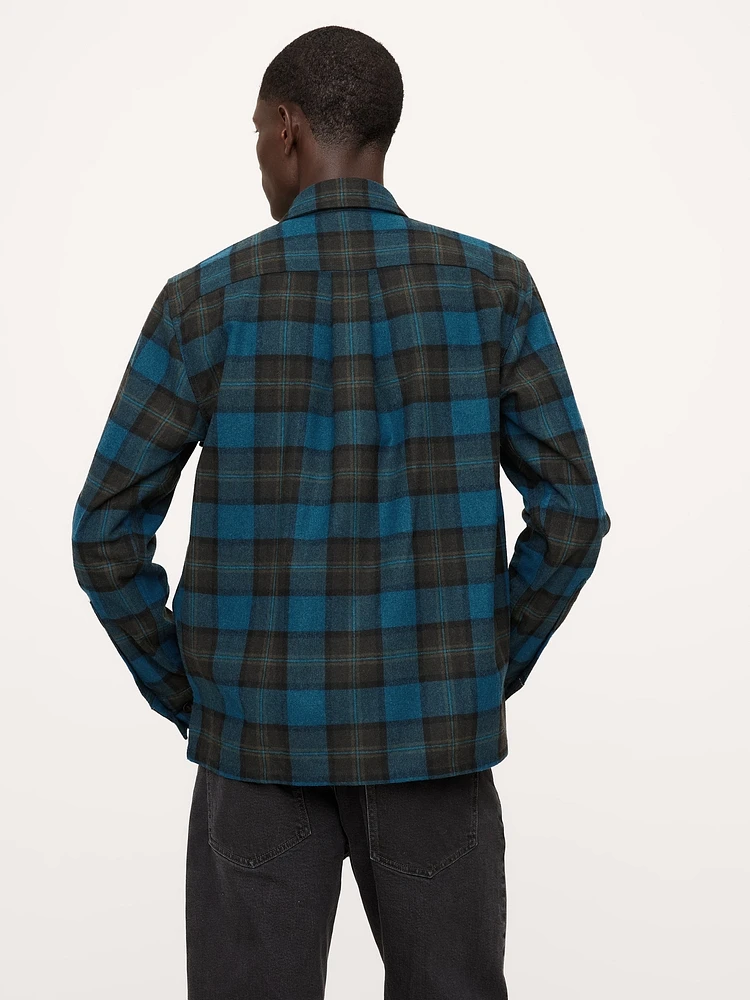 Standard-Fit Heavyweight Flannel Wool-Blend Overshirt