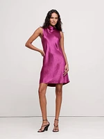 Crinkle-Satin Shift Dress