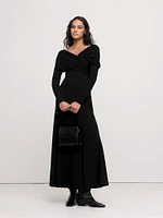 Luxe Wool-Blend Off-Shoulder Maxi Dress