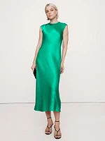 Bias-Cut Satin Midi Dress