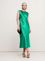 Bias-Cut Satin Midi Dress