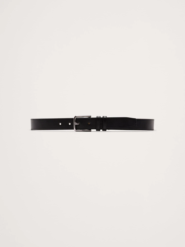 Topstitched Leather Belt