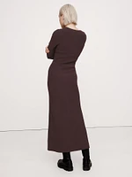Sculpted Slash-Neck Midi Dress