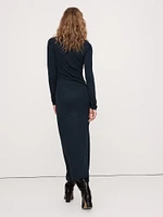 Jersey Knit Twist-Front Maxi Dress