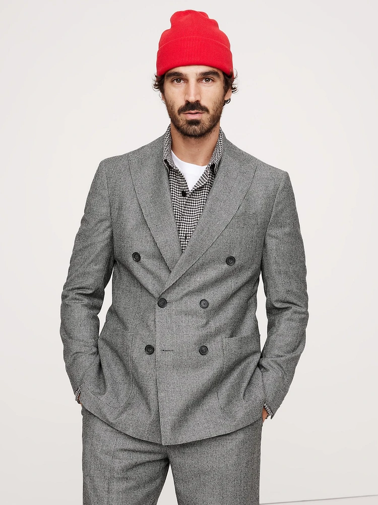 Italian Houndstooth Double-Breasted Suit Jacket